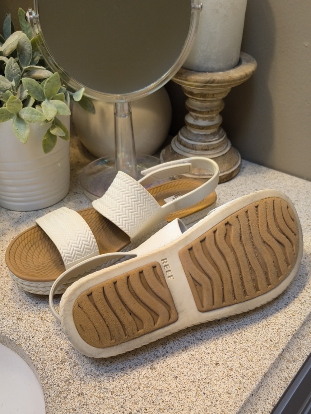 Reef Women’s Off White Dual-Strap Slingback Sandals - Picture 11 of 14